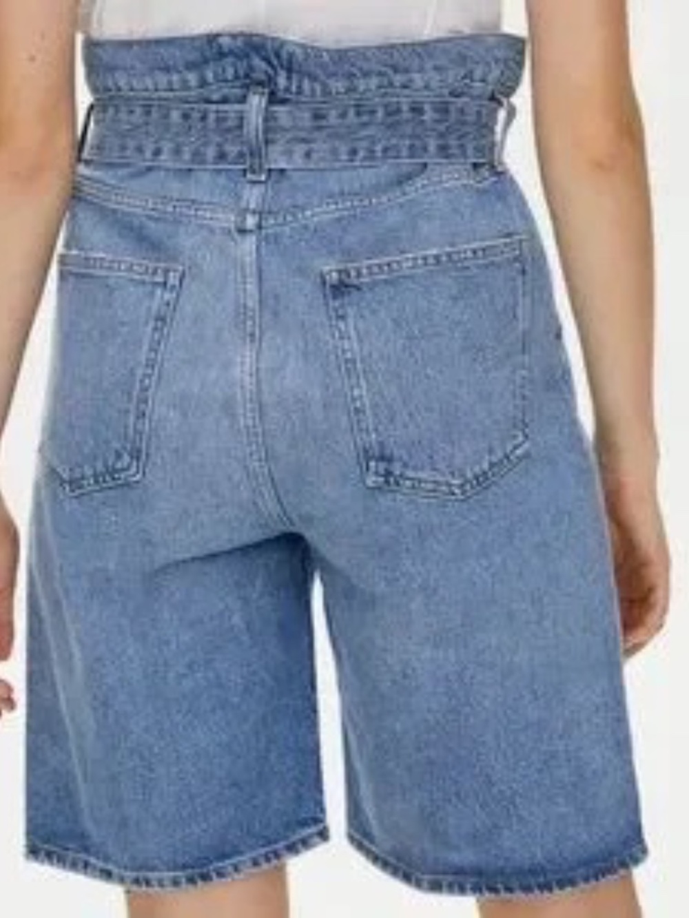 Agolde 90's Retro Long Short High Rise Paper-Bag Waist Wide Leg Light Wash Sz 27 - Picture 2 of 13